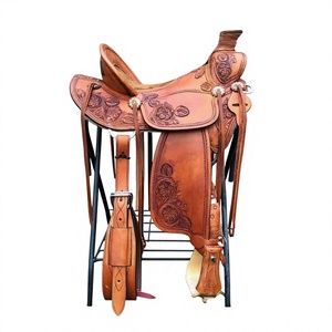 Selle de course anglaise en cuir véritable à designs personnalisables, avec arceau en bois et quincaillerie SUS304, marque internationale BS, absorbant la transpiration et l'eau - Product Image 1