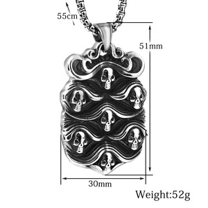 Collar de Acero Inoxidable con Colgante de Calavera Fantasma de 30mm, Diseño Geométrico Unisex para Fiesta - Product Image 5
