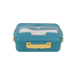 Wheat Straw Lunch Box <b>Large</b> Capacity Bento Box Microwaveable Office Student Use Solid Color Rectangle Lid <b>Plastic</b> Handleless - Product Image 5