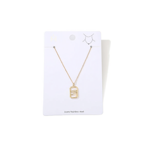 Collar de acero inoxidable con diseño calado cuadrado para mujer, joyería de moda. - Product Image 1