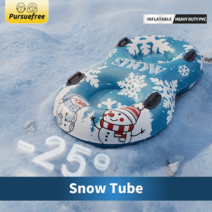 Pursuefree Ski Tube Double Size Inflatable Snowman Design <b>Backrest</b> Outdoor Winter Sled 168x97x30cm - Product Image 3
