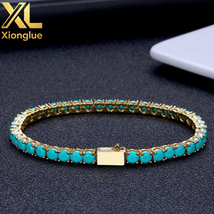 Collier chaîne tennis en cuivre de haute qualité plaqué or 18 carats avec fermoir à pression à sertissage par tension et taille brillant rond, unisexe, pour les fêtes - Product Image 2