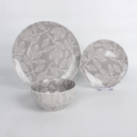 Vente en gros de service de vaisselle en céramique 16 pièces Oriental Leaf Series Tampographie Design China Style Plate