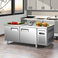 Réfrigérateur de travail en acier inoxydable commercial, refroidi par air, sous le comptoir, pour cuisine