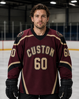 Maillot de hockey à impression intégrale par sublimation, design original de créateur, personnalisable avec le nom des athlètes, pour événements, clubs, équipes, entraînement et pratique.