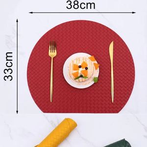Pu Leather Weave Placemats Dining Elegant Table Round Place <b>Mats</b> Washable Anti Slip <b>Mat</b> for Home <b>Bar</b> Decor - Product Image 3