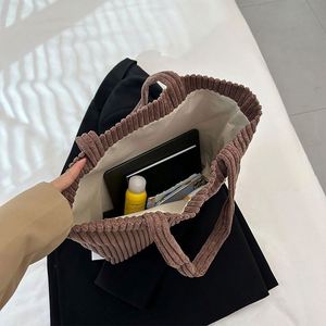 Eco Custom <b>Printed</b> Logo Corduroy <b>Extra</b> <b>Large</b> Handbags Single Shoulder Crossbody Bag Women Canvas Tote Bags - Product Image 3