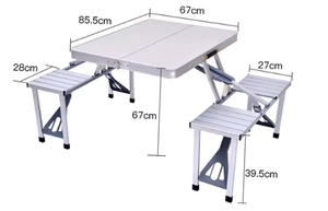 Ensemble de <span class=keywords><strong>table</strong></span> et de chaises pliantes en alliage d'aluminium moderne de haute qualité avec trou pour parasol, portable pour la plage, le pique-nique, le <span class=keywords><strong>camping</strong></span> - Product Image 2