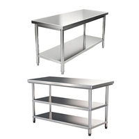 Table de travail en acier inoxydable de qualité alimentaire à 3 niveaux pour cuisine commerciale, fournie par l'usine