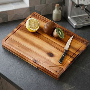 Tabla de Cortar Rectangular de Madera, 2.0 cm de Grosor, Ecológica, No Tóxica, Sostenible, Multifuncional, Apta para Lavavajillas, Antideslizante, Ligera - Product Image 1