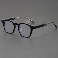 Monture de lunettes rétro en acétate effet bois, branches en métal mélangé, pour hommes et femmes, anti-lumière bleue, pour verres correcteurs