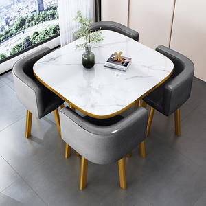 Nordico minimalista MDF Reception ristorante bar tavolo quadrato rotondo 4 posti salvaspazio domestico <span class=keywords><strong>Set</strong></span> tavolo da pranzo - Product Image 2