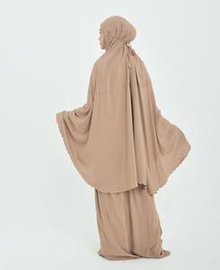 Ropa islámica para mujer, vestido de tela satinada suave, 2 piezas, Malaysia Jubah Muslimah Dubái - Product Image 4