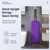 Serpillère plate en chenille mains libres avec manche télescopique en acier inoxydable de 46 cm, design auto-essoreur pour nettoyage rapide des sols en bois dur, carrelage et marbre