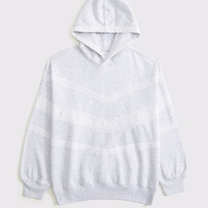 Haut décontracté surdimensionné pour femme avec cordon de serrage, logo imprimé et bordure en dentelle, style streetwear, personnalisable - Product Image 6