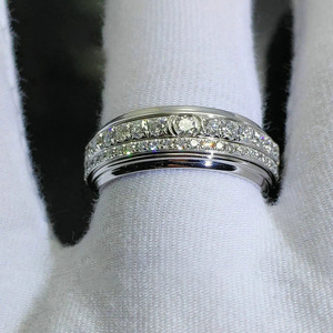 Anillo de Diamantes de Oro Blanco T0866, Corte Brillante Redondo Natural, Color G, Anillo de Bodas Unisex, Joyería - Product Image 6