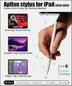 Stylet USB-C pour <span class=keywords><strong>iPad</strong></span> (2018-2026) avec port caché, fonction d'inclinaison et de rejet de la paume, contrôle par application et raccourcis personnalisables - Product Image 2