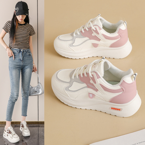 FQ109 Nouvelles baskets pour femmes printemps style coréen polyvalentes à semelle épaisse rehaussantes chaussures de sport décontractées blanches - Product Image 2
