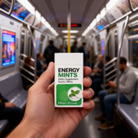 Bonbons Énergisants Boost d'Énergie et de Concentration pour le Cerveau à la L-Théanine, Niacine, Vitamines B3 & B12, Menthe Café