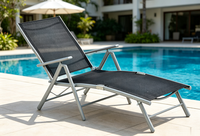 Chaise longue d'extérieur portable en métal durable, nouveau design, dossier réglable 5 positions, pliable, pour plage et hôtel