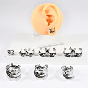 Edelstahl Ghost Ear Gewichte Kleiderbügel für dehnbare Mondform Messgeräte Stecker Mode <span class=keywords><strong>Body</strong></span> <span class=keywords><strong>Piercing</strong></span> Schmuck 10MM-25MM - Product Image 2