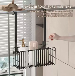 Bathroom Shower Shelf Stainless Steel Modern Brushed Design No-Drill Wall-Mounted Shower Gel Storage Rack & Hanging <b>Basket</b> - Product Image 2
