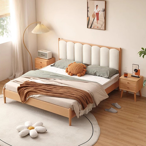 Cama Moderna Minimalista de Madera Maciza con Cabecera Tapizada Curva, OEM ODM, para Proyectos de Hoteles y Apartamentos, Tamaño y Color Personalizables - Product Image 5