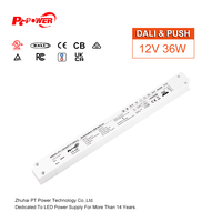 Transformateur d'alimentation LED AC-DC simple 36W DALI dimmable 100-240V 12V 24V IP20 sans scintillement, mince, en plastique, pour bande LED