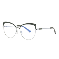 UNOC Lunettes optiques Visage Lunettes œil de chat Montures en métal noir Bleu/Or/Lentilles transparentes bloquant la lumière Disponibles Rose