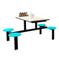 Ensemble de table et chaises de restaurant moderne en métal pliable pour cantine scolaire, usine, restaurant en libre-service, quatre places
