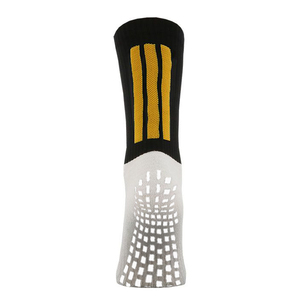 Custom Logo Youth Children Midi Crew Grip Soccer <strong>Football</strong> <strong>Socks</strong> Black <strong>Yellow</strong> Striped Compression OEM - Product Image 1