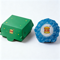 Boîte à hamburger en papier kraft biodégradable, emballage jetable anti-graisse pour hamburgers, vente en gros