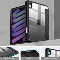 Étui hybride de luxe fin en TPU pour iPad Mini 6ème génération 8,3 pouces, coque arrière transparente simple, fonction veille/réveil automatique, support pour stylet en PU