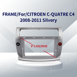 Marco de Radio para Automóvil Android Meihua de <span class=keywords><strong>9</strong></span> Pulgadas, Kit de Accesorios Interiores para CITROEN C-QUATRE C4 2008-2011, Plateado - Product Image 2