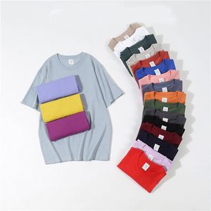 Camiseta de gran tamaño de manga corta de algodón con cuello redondo transpirable al por mayor de fábrica para verano patrón sólido con logotipo personalizado - Product Image 3