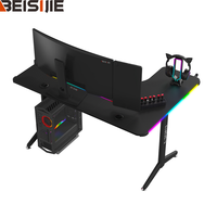 Beisijie Bureau de jeu en forme de L de haute qualité E-sport Table de jeu de bureau moderne noir clair rvb