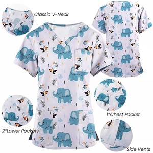 Nuevo Diseño, Bonitos Uniformes Médicos con Estampado Floral y <span class=keywords><strong>Animal</strong></span>, Blusa de Enfermería, Ropa de Trabajo para Clínica Dental, Blusa Médica Estampada, Conjunto de Uniforme Médico para Mujer - Product Image 5