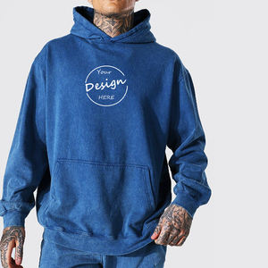 Chándal deportivo transpirable de invierno a la moda para hombre, chándal vaquero holgado desgastado Vintage con lentejuelas y estampado en relieve con logotipo personalizado - Product Image 5