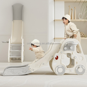 Tobogán Plegable con Forma <span class=keywords><strong>de</strong></span> Coche para Niños con Aro <span class=keywords><strong>de</strong></span> Baloncesto, Tobogán <span class=keywords><strong>de</strong></span> Plástico para Interiores, Tobogán Infantil para Jugar en Casa - Product Image 1