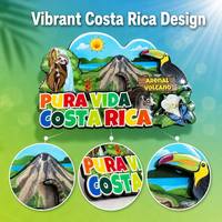Aimant de réfrigérateur 3D en bois superposé avec logo personnalisé, souvenirs de voyage du Costa Rica, motif paresseux et toucan, pour touristes, vente en gros