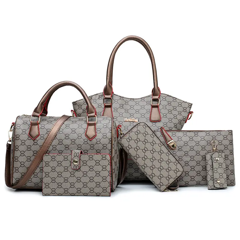 Westal Wholesale Fashion Women Leather Handbags Set Lady Shoulder Totes Bags Purse Handbag Sets 6 Pieces Women Bags