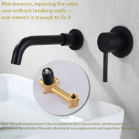 Robinet de lavabo mural moderne, mitigeur d'évier de salle de bain, eau froide et chaude, pour maison, hôtel, villa, appartement