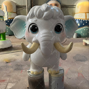 Cartoon <b>Elephant</b> Sculpture Fiberglass Floor Mount Outdoor Animal Figure <b>Decoration</b> - Product Image 1