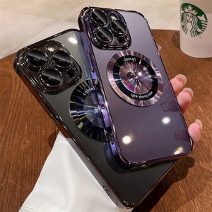 เคสโทรศัพท์มือถือแบบใสเคลือบเงาหรูหรา พร้อมแม่เหล็ก สำหรับ iPhone 12 13 14 15 16 Pro Max พร้อมฟิล์มป้องกันเลนส์ - Product Image 2
