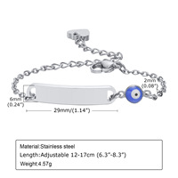 Bracelet vierge pour enfants et bébés en acier inoxydable PVD Or, personnalisable, avec motif dessin animé fraise et œil, émail goutte d'huile, gravable, bijou