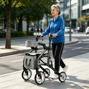 รถช่วยเดินแบบมีล้อ SimplyWalk ทำจากคาร์บอนไฟเบอร์และอะลูมิเนียม พร้อมพนักพิงและกระเป๋า สำหรับผู้ผลิตแบรนด์ บริการส่งออกแบบ ODM - Product Image 1