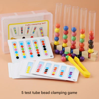Juguete de Ladrillos de Construcción Coloridos, Juego de Pinzas para Cuentas, Tubo de Cuentas, Clip de Madera, Juguetes Montessori para Bebés