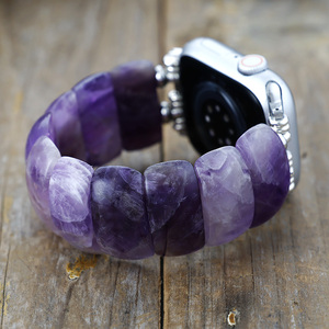 <span class=keywords><strong>Bracelet</strong></span> <span class=keywords><strong>de</strong></span> montre extensible en améthyste <span class=keywords><strong>de</strong></span> luxe, style ethnique, respirant, pour femme, compatible avec les séries 11, 10, 9, 46 mm, 42 mm - Product Image 3