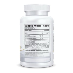 Gélules d'<span class=keywords><strong>huile</strong></span> <span class=keywords><strong>de</strong></span> poisson RTG Omega 3, 1280 mg d'Oméga-3 au total avec 650 mg d'EPA, 450 mg <span class=keywords><strong>de</strong></span> DHA, soutien pour le cœur, le cerveau, les yeux, les articulations et le système immunitaire, saveur citron - Product Image 3