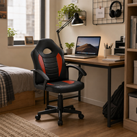 Chaise de bureau gaming moderne en cuir PU, réglage de hauteur 12 cm, accoudoirs incurvés fixes, pour la maison, le bureau et l'étude